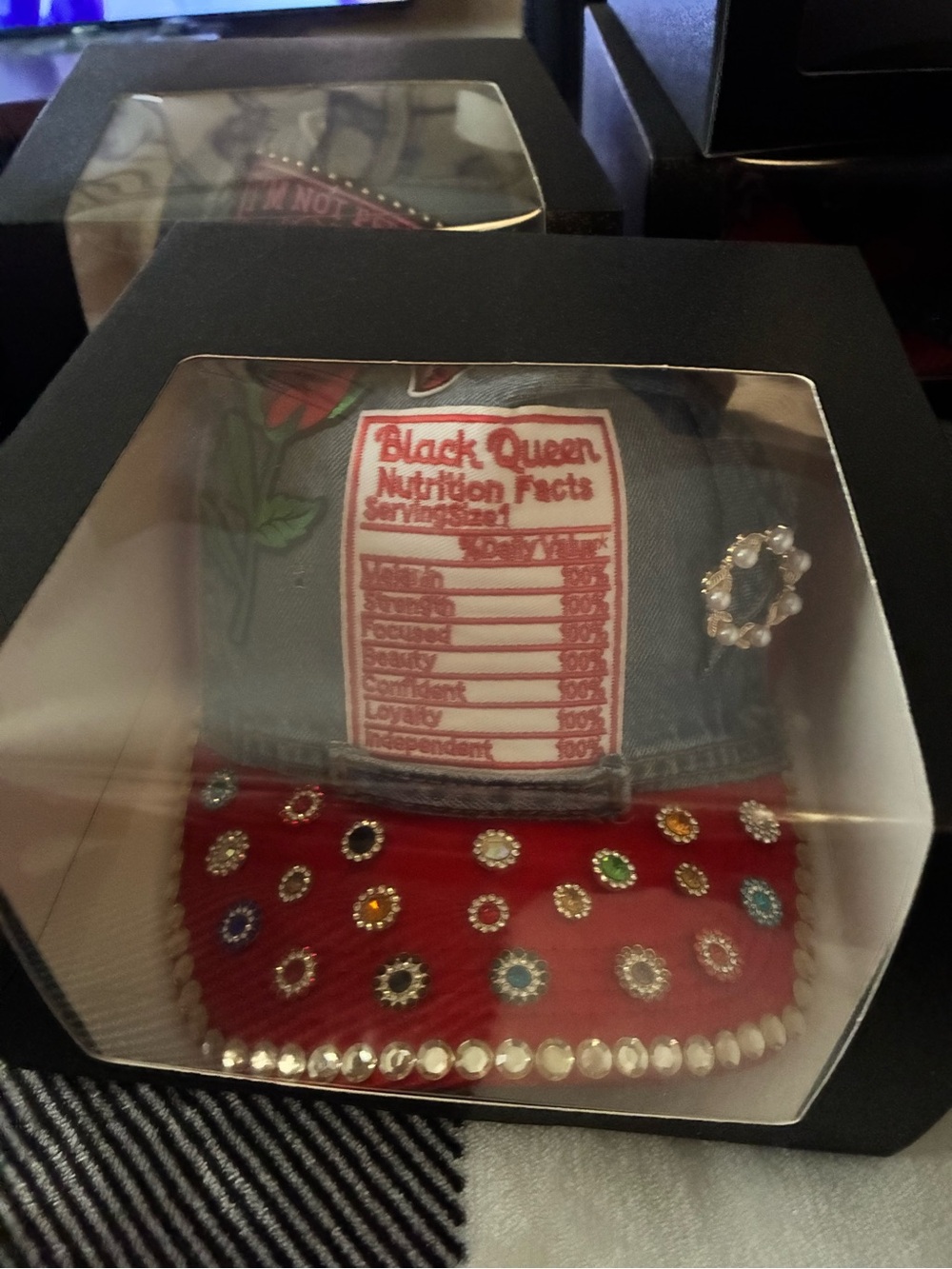 Denim & Red Jeweled DIY Hat